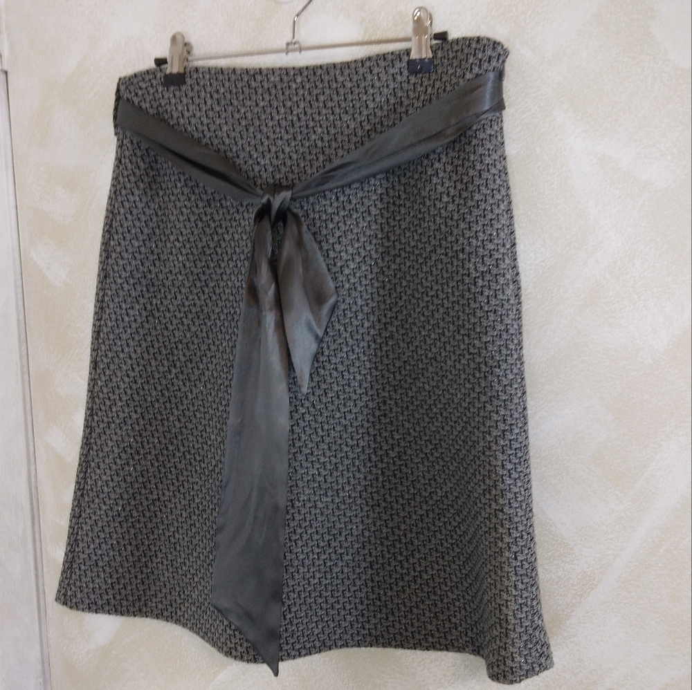NWT Old Navy Size 6 Grey Tweed Wool Blend Skirt with Belt